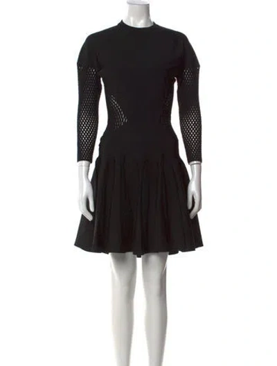 Pre-owned Alaïa Crew Neck Mini Dress In Black