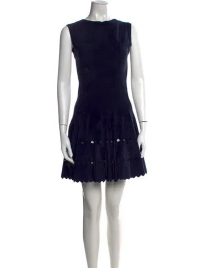 Pre-owned Alaïa Crew Neck Mini Dress In Black