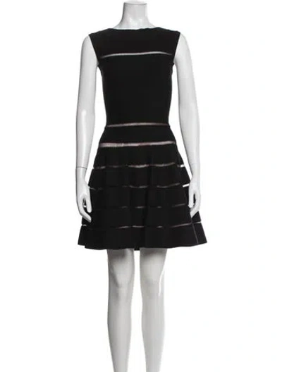 Pre-owned Alaïa Crew Neck Mini Dress In Black
