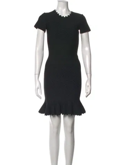 Pre-owned Alaïa Crew Neck Mini Dress In Black