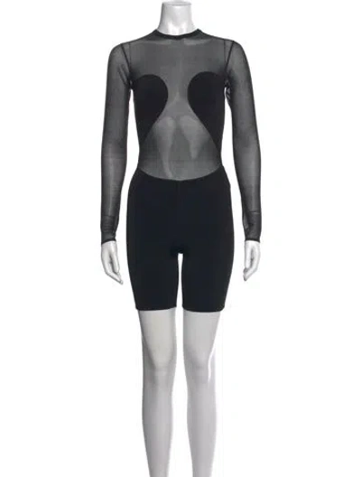 Pre-owned Alaïa Crew Neck Mini Dress In Black