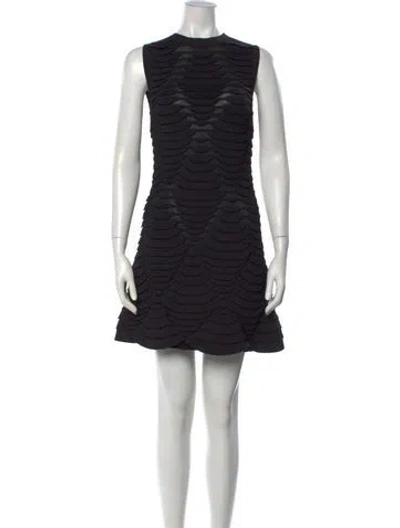 Pre-owned Alaïa Crew Neck Mini Dress In Black