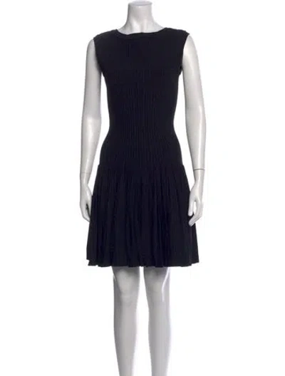 Pre-owned Alaïa Crew Neck Mini Dress In Black