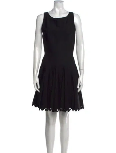 Pre-owned Alaïa Crew Neck Mini Dress In Black