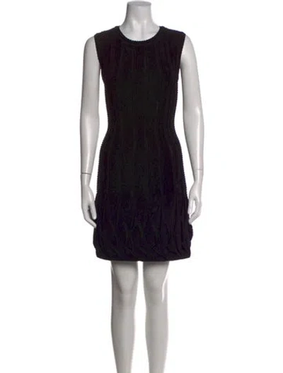 Pre-owned Alaïa Crew Neck Mini Dress In Black/metallic