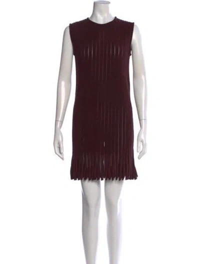 Pre-owned Alaïa Crew Neck Mini Dress In Burgundy