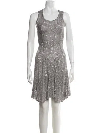 Pre-owned Alaïa Crew Neck Mini Dress In Gray