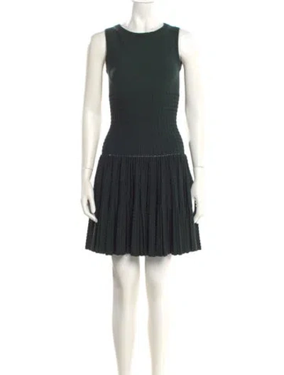 Pre-owned Alaïa Crew Neck Mini Dress In Green