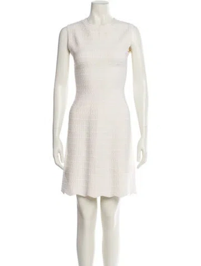 Pre-owned Alaïa Crew Neck Mini Dress In Neutral