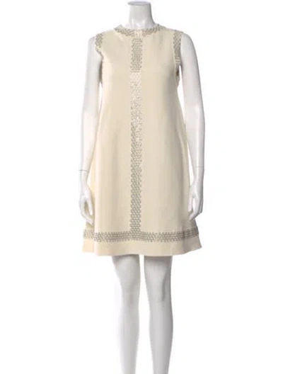 Pre-owned Alaïa Crew Neck Mini Dress In Neutral
