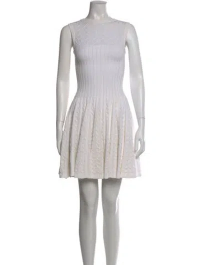Pre-owned Alaïa Crew Neck Mini Dress In Neutral