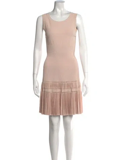 Pre-owned Alaïa Crew Neck Mini Dress In Neutrals