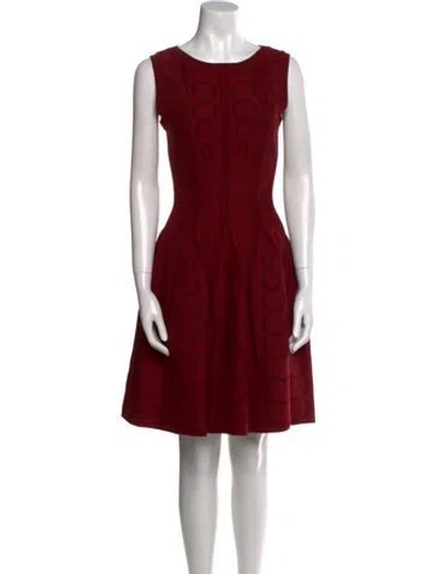 Pre-owned Alaïa Crew Neck Mini Dress In Red