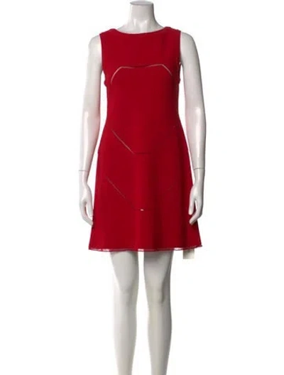 Pre-owned Alaïa Crew Neck Mini Dress In Red
