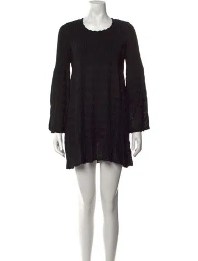 Pre-owned Alaïa Crew Neck Mini Dress W/ Tags In Black