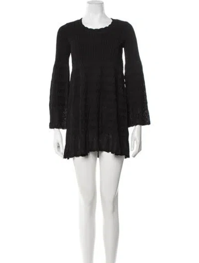 Pre-owned Alaïa Crew Neck Mini Dress W/ Tags In Black