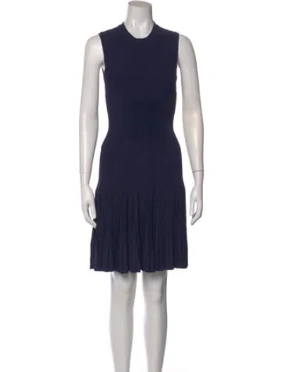 Pre-owned Alaïa Crew Neck Mini Dress W/ Tags In Blue
