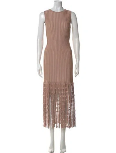 Pre-owned Alaïa Crew Neck Mini Dress W/ Tags In Neutral