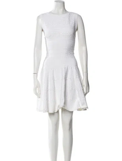 Pre-owned Alaïa Crew Neck Mini Dress In White