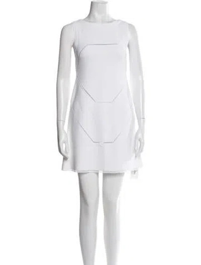 Pre-owned Alaïa Crew Neck Mini Dress In White