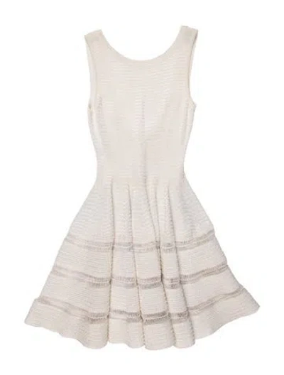 Pre-owned Alaïa Crew Neck Mini Dress In White
