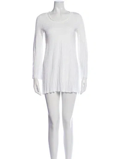 Pre-owned Alaïa Crew Neck Mini Dress In White