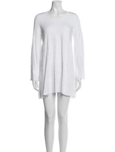 Pre-owned Alaïa Crew Neck Mini Dress In White