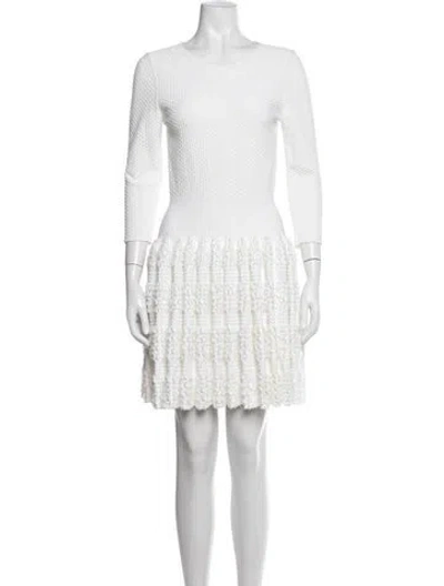 Pre-owned Alaïa Crew Neck Mini Dress In White