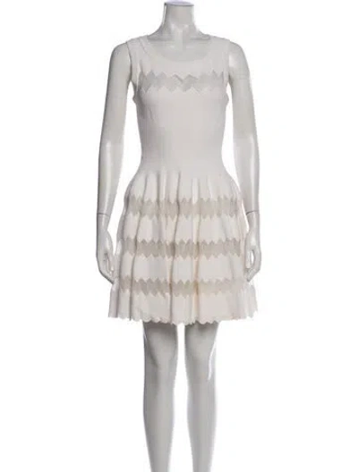 Pre-owned Alaïa Crew Neck Mini Dress In White