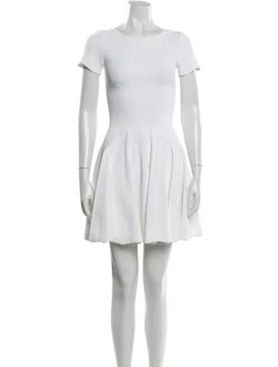 Pre-owned Alaïa Crew Neck Mini Dress In White