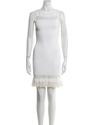 Pre-owned Alaïa Crew Neck Mini Dress In White