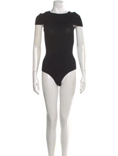 Pre-owned Alaïa Crew Neck Short Sleeve Bodysuit In Black