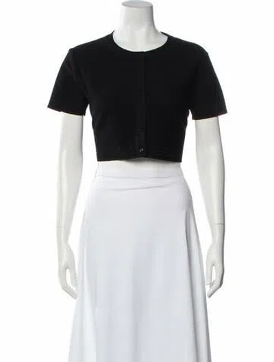 Pre-owned Alaïa Crew Neck Short Sleeve Crop Top In Black