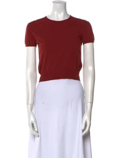Pre-owned Alaïa Crew Neck Short Sleeve Crop Top In Red
