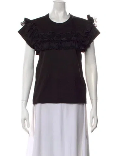 Pre-owned Alaïa Crew Neck Short Sleeve Top In Black