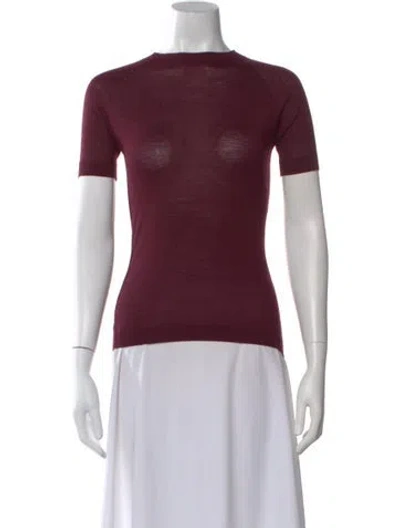 Pre-owned Alaïa Crew Neck Short Sleeve Top In Burgundy