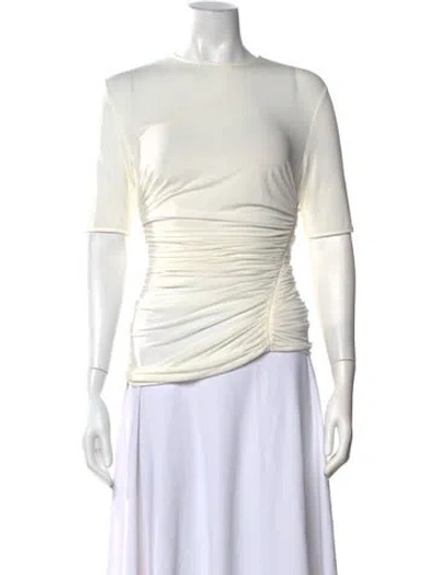 Pre-owned Alaïa Crew Neck Short Sleeve Top In White