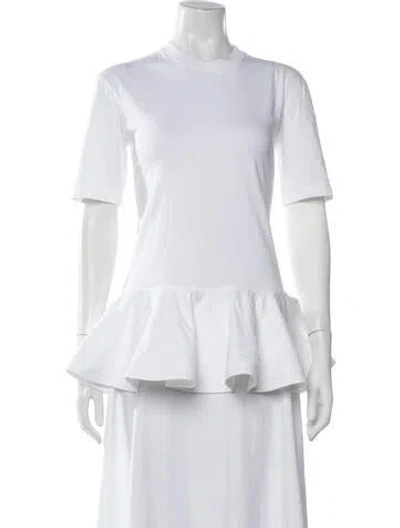 Pre-owned Alaïa Crew Neck Short Sleeve Top In White