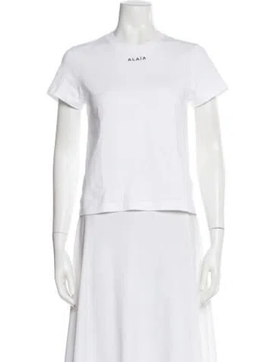 Pre-owned Alaïa Crew Neck Short Sleeve T-shirt In White