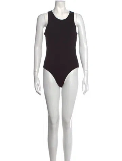 Pre-owned Alaïa Crew Neck Sleeveless Bodysuit In Black