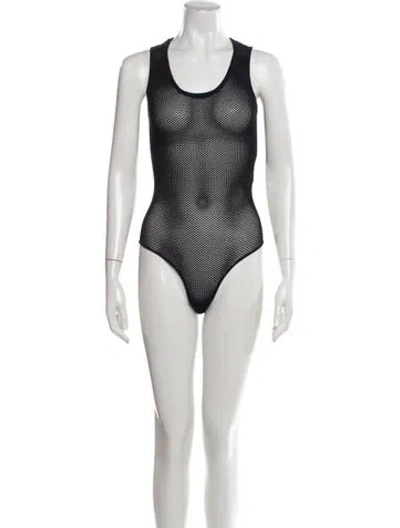 Pre-owned Alaïa Crew Neck Sleeveless Bodysuit In Blue