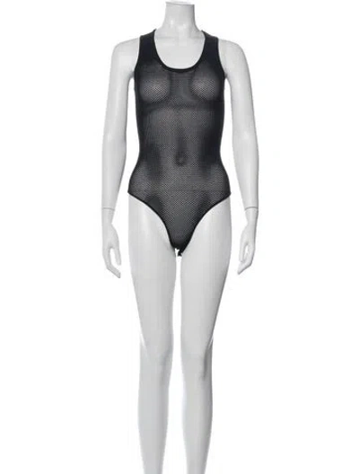 Pre-owned Alaïa Crew Neck Sleeveless Bodysuit In Blue
