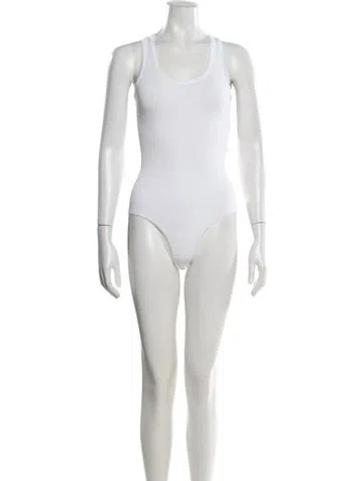 Pre-owned Alaïa Crew Neck Sleeveless Bodysuit In White
