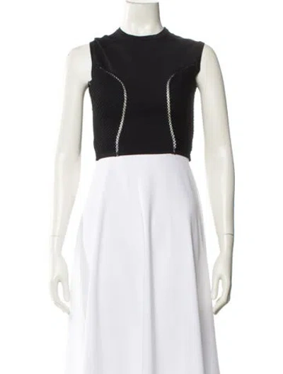 Pre-owned Alaïa Crew Neck Sleeveless Crop Top In Black