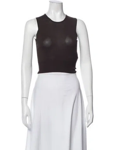 Pre-owned Alaïa Crew Neck Sleeveless Crop Top In Black