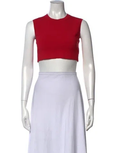 Pre-owned Alaïa Crew Neck Sleeveless Crop Top W/ Tags In Red