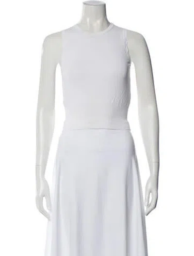 Pre-owned Alaïa Crew Neck Sleeveless Crop Top In White