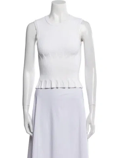 Pre-owned Alaïa Crew Neck Sleeveless Crop Top In White