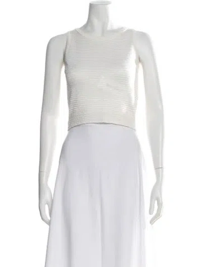 Pre-owned Alaïa Crew Neck Sleeveless Crop Top In White