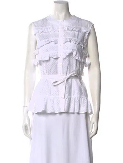 Pre-owned Alaïa Crew Neck Sleeveless Top In White